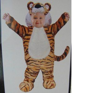 Toddler Tiger Halloween Costume 12/18 mths 1 Piece Brown Plush Hooded Jumpsuit